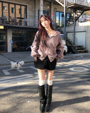 Stud Buckle Shirred Stiletto Long Boots