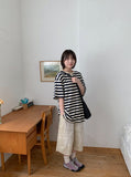[unisex] Hemda Stripe Over Short Sleeve Tee