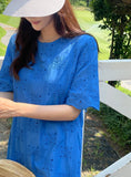 Rica Punching Lace Short Sleeve Mini One Piece