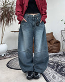 Per pintuck wide denim pants