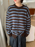 [unisex] Horiring Punching Stripe Over Cardigan