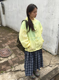 Lurun Check Shirring Cargo Banding Midi Skirt