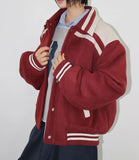 (Lining quilting) WINTER BLOCK VARSITY JUMPER