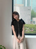 Shawly Dot Short Sleeve Hood Zip-Up