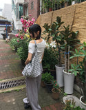 Somni Dot Lace Ribbon Big Shoulder Bag