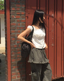 Serna Pintuck Button Short Sleeve Blouse