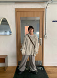 [unisex] Colmin two-way cable over knit hood zip-up cardigan