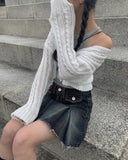 Koku denim pocket pleated skirt