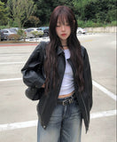 [MADE] Beer Pocket Boxy Leather Collar Jacket