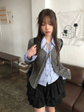 Eve Fake Layered Ruffle Shirt Cardigan