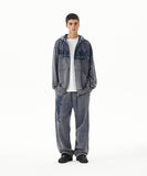 WASHED CUT OFF APPLIQUE SWEAT PANT