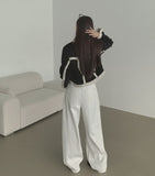 Winter Brushed Thick Cut Banding Wide Cotton Pants