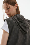 twin zipper dot hood vest