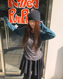 For Unbalanced Banding Layered Midi Skirt