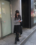 Yuu Emboss Square Layered Midi Skirt