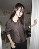 Cuhi Diagonal Button One-Pocket Collar Shirt