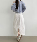 H-line Loose Back Slit Cotton Long Skirt