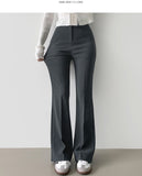 Hidden Banding Pin Tuck Long Boot Cut Span Slacks Pants