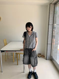 Kuwa Black Blue Washing Bermuda Cargo Pants