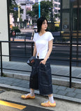 RIBBED V SLIT HALF T