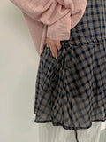 Ranmin Check Summer Sleeveless Layered One Piece