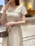 Beshu Diagonal V-collar Long One Piece (Belt set)