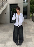 Deren Cut Washing Wide Denim Pants