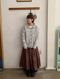 Bodel Frill Lace Banding Long Skirt
