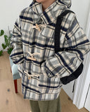 [unisex] Donico Check Duffel Quilted Hood Half Coat