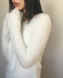 Saff Fur Slit Button Boat Neck Knit T-shirt