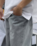 Grayish Blue Wide Denim Pants