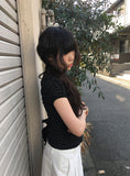 Riyoung Dot Short Sleeve Ribbon Puff T-shirt