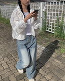 Show Light Blue Denim Wash Wide Pants