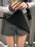 Oen Dot Slit Belt Mini Skirt