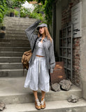 Delight semi-over summer check shirt