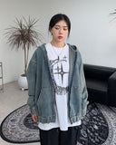 Rieki Washing Denim Hood Zip-Up