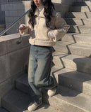 Naf washed denim wide pants