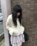 Lanne Shearling Collar Short Fur Jacket