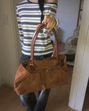 Shapin Suede Leather Combi Shoulder Bag