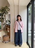 Nenbi banding wide denim pants