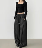 Balloon Two-Way Raw Side Folding Pin Tuck Banding Mega Denim Pants