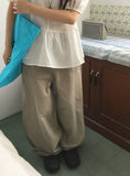 Gyuni Shirring Pocket Balloon Wide Cotton Pants