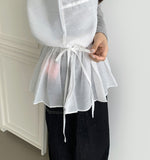 Layered Frill See-through Ribbon A-line Strap Sleeveless