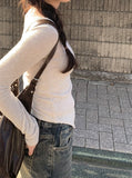 UN One-Off Shirring Unbalanced Knit T-shirt