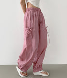Nylon Rusting Side Ribbon Balloon Jogger Banding Pants