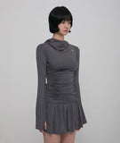 Hooded High Neck Long Dress