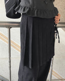 [Fake Layered] Skim Corduroy Banding Pleated Layered Wrap Skirt Pants