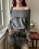 [wool43%] Days Fold Off-Shoulder Knit