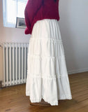 Chaa Mink Brushed Tiered Long Skirt