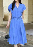 Decoline Puff Collar Short Zip-Up Jacket Banding Flare Skirt Set